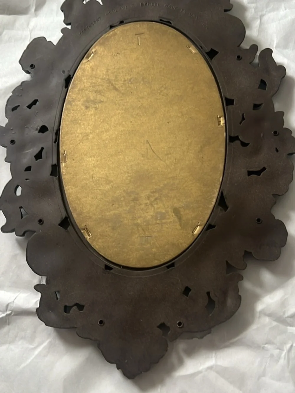 Syroco Homco Ornate Floral Carved Wall Mirror in Green, Brown, Blue & Gold